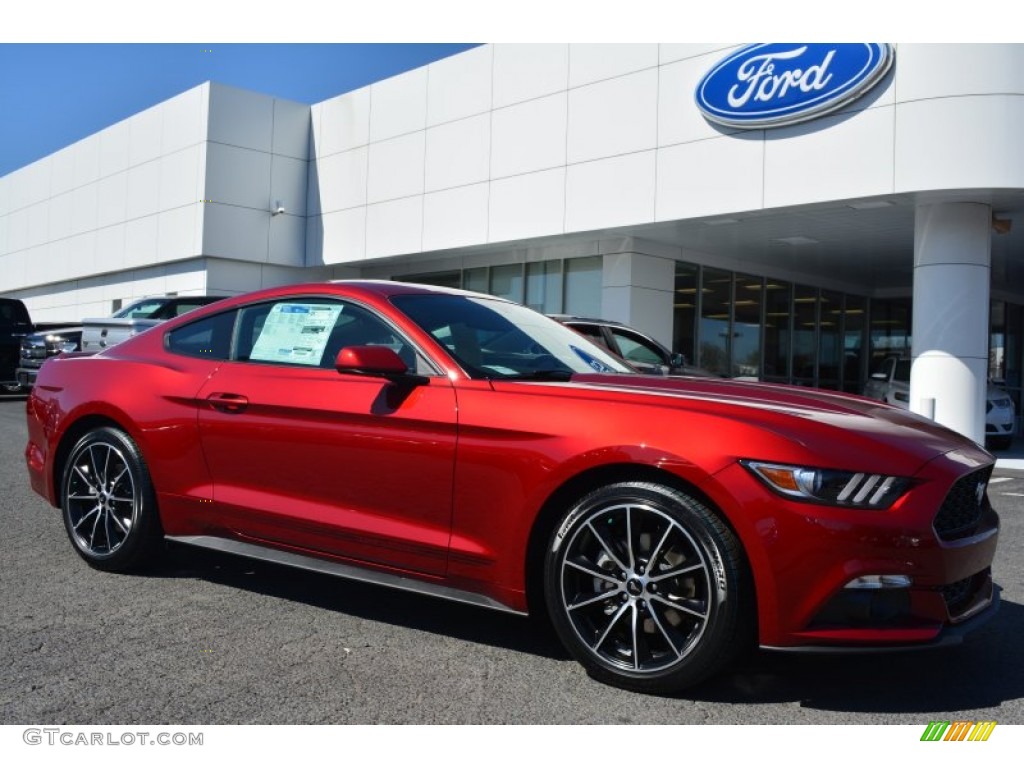 Ruby Red Metallic 2015 Ford Mustang EcoBoost Coupe Exterior Photo #102675355