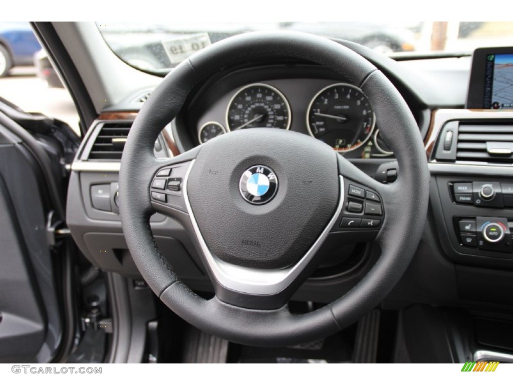 2015 BMW 3 Series 328i xDrive Sedan Black Steering Wheel Photo #102685120