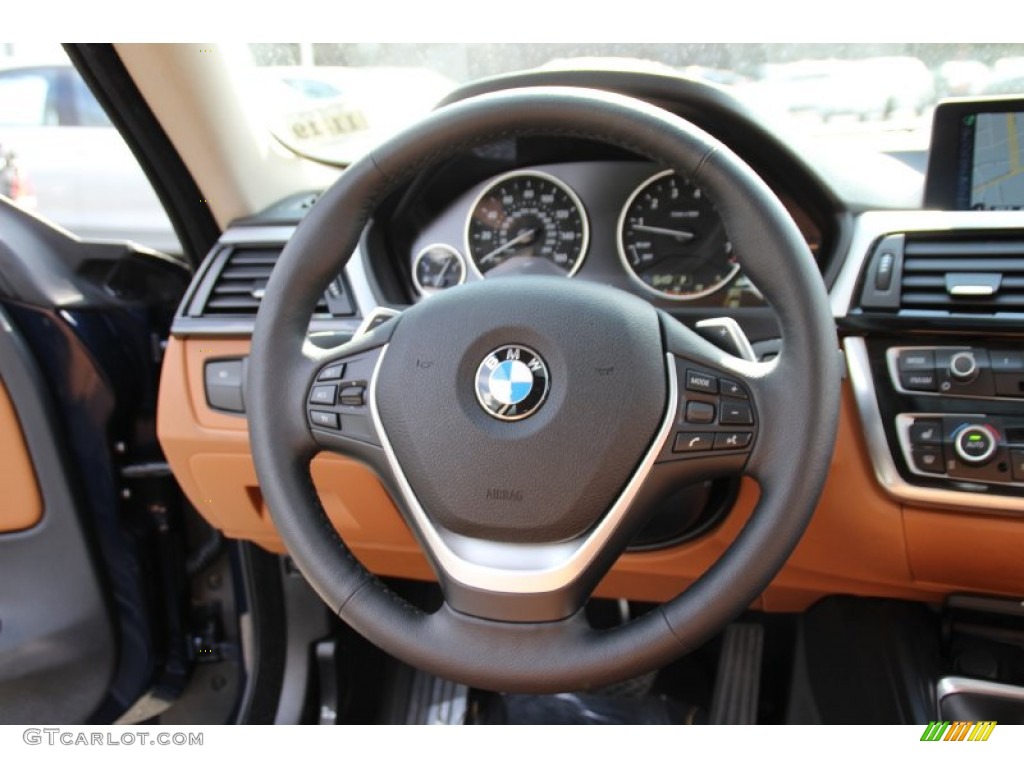 2015 BMW 4 Series 428i xDrive Coupe Saddle Brown Steering Wheel Photo #102685705
