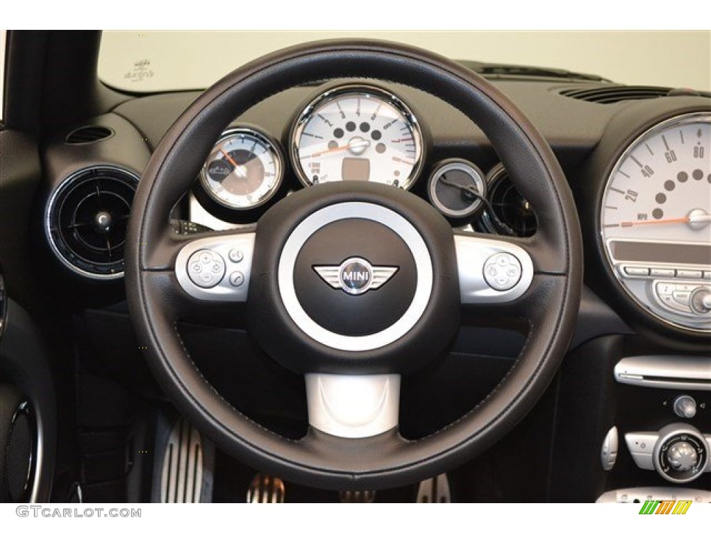 2010 Mini Cooper John Cooper Works Convertible Checkered Carbon Black/Black Steering Wheel Photo #102688867