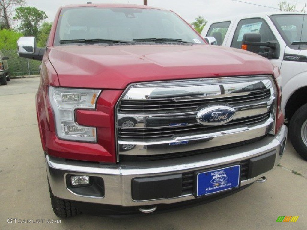 2015 F150 Lariat SuperCrew 4x4 - Ruby Red Metallic / Medium Light Camel photo #1