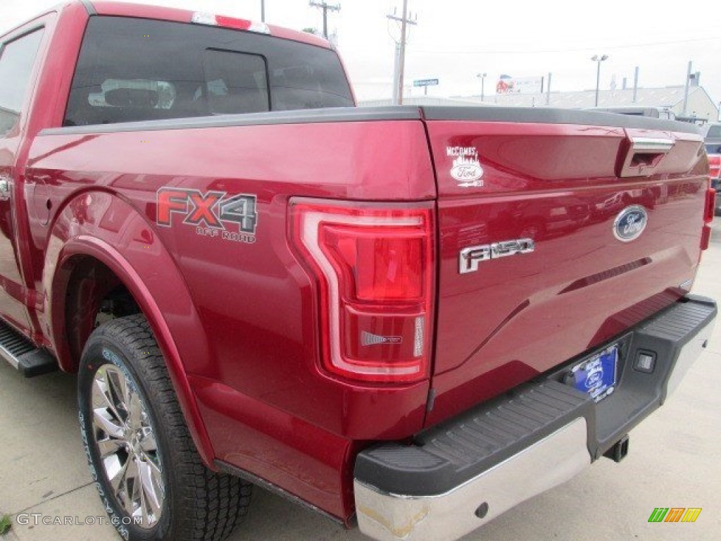 2015 F150 Lariat SuperCrew 4x4 - Ruby Red Metallic / Medium Light Camel photo #9