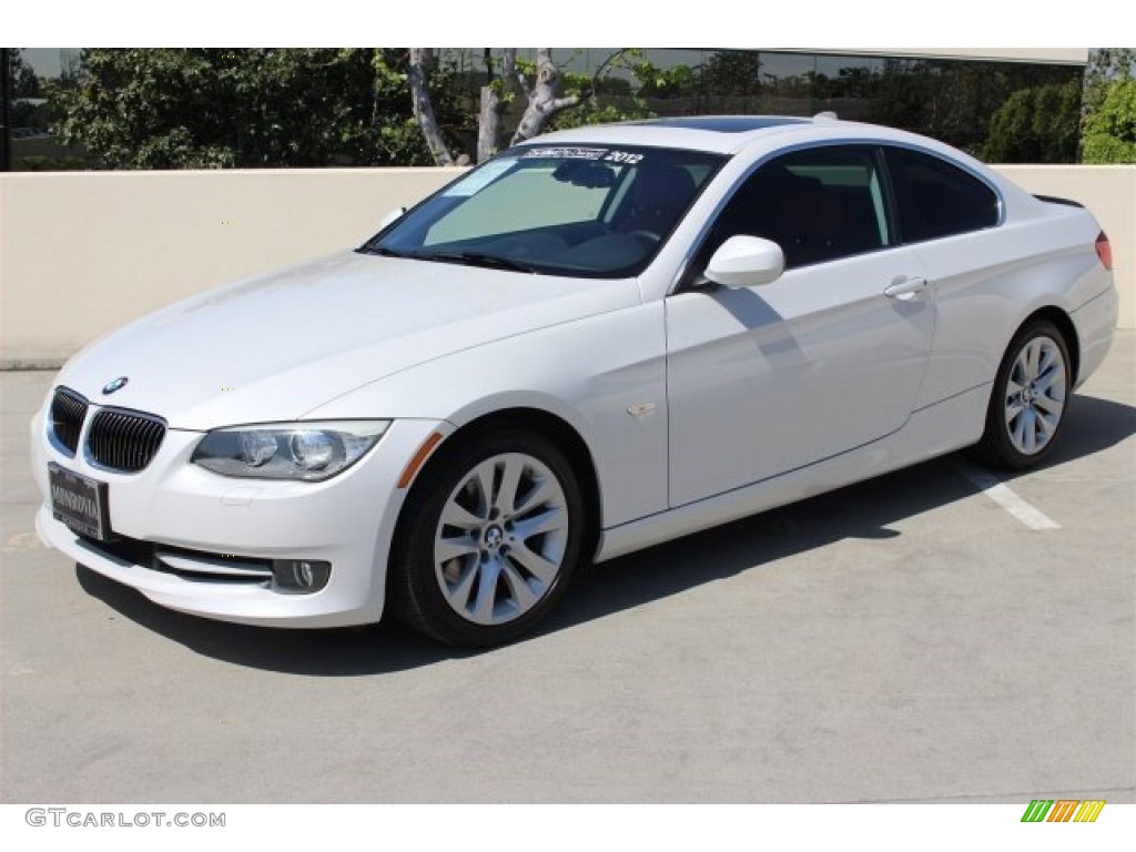 2012 3 Series 328i Coupe - Mineral White Metallic / Coral Red/Black photo #6
