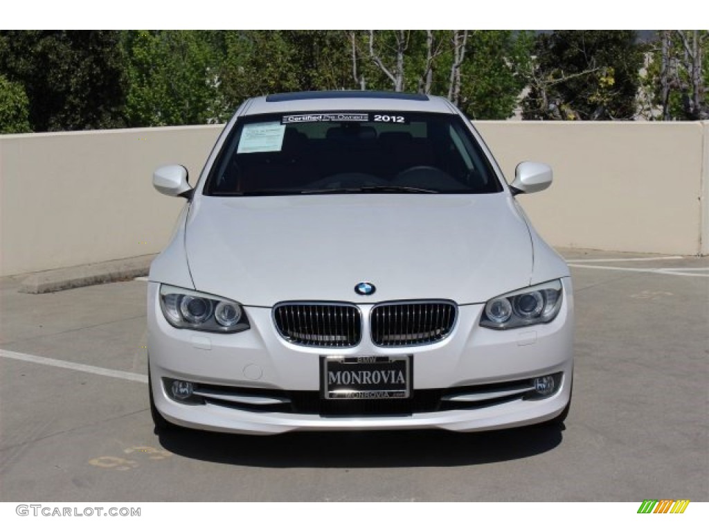 2012 3 Series 328i Coupe - Mineral White Metallic / Coral Red/Black photo #7