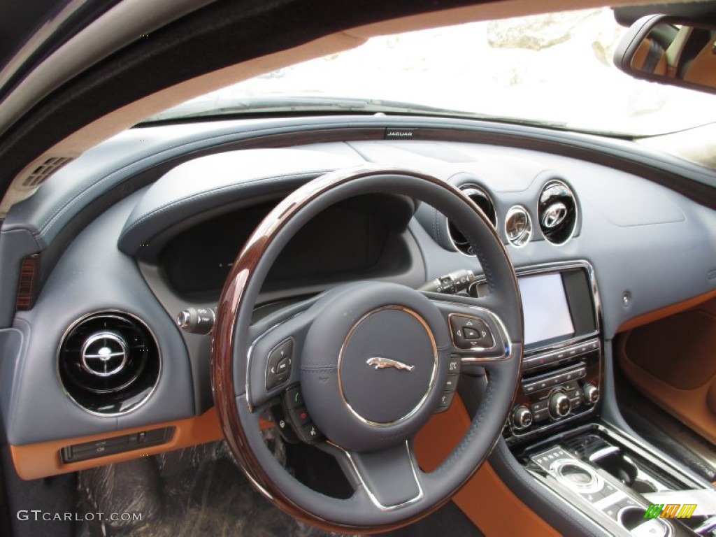 2015 Jaguar XJ XJL Portfolio London Tan/Navy Dashboard Photo #102697585