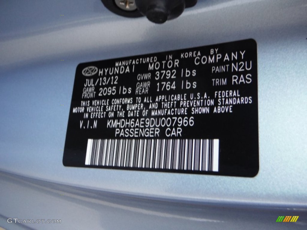 2013 Elantra Coupe GS - Blue Sky Metallic / Gray photo #19