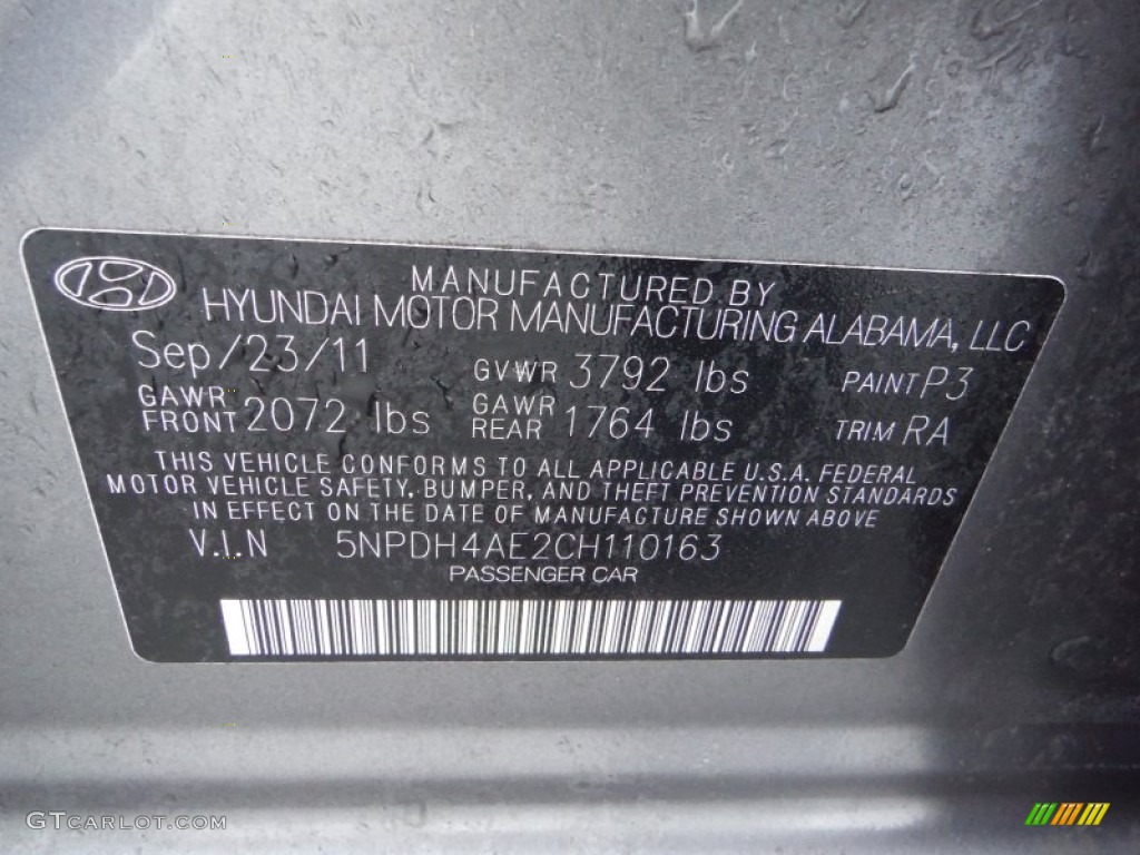 2012 Elantra GLS - Harbor Gray Metallic / Gray photo #19