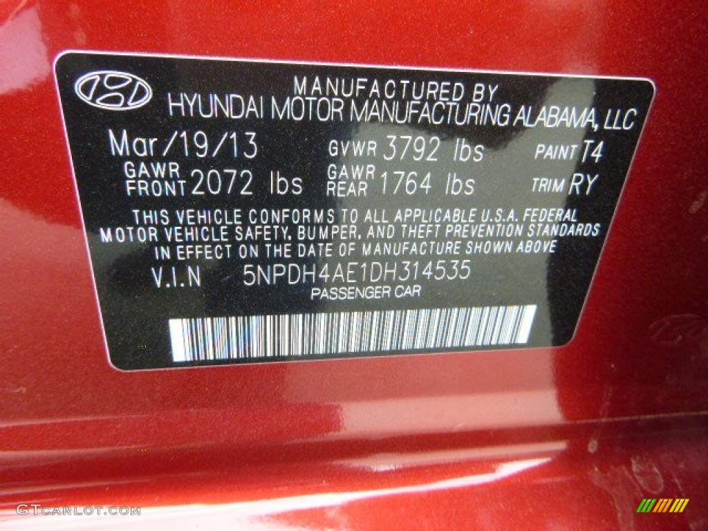 2013 Elantra Limited - Sparkling Ruby / Black photo #16