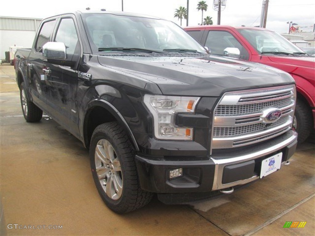 2015 F150 Platinum SuperCrew 4x4 - Tuxedo Black Metallic / Black photo #1