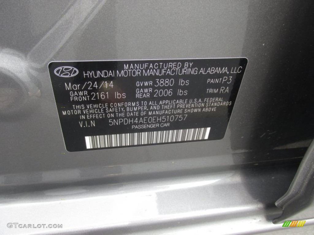 2014 Elantra SE Sedan - Gray / Gray photo #41