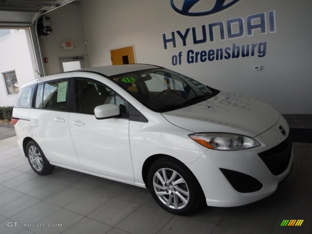 2012 MAZDA5 Sport - Crystal White Pearl Mica / Sand photo #1