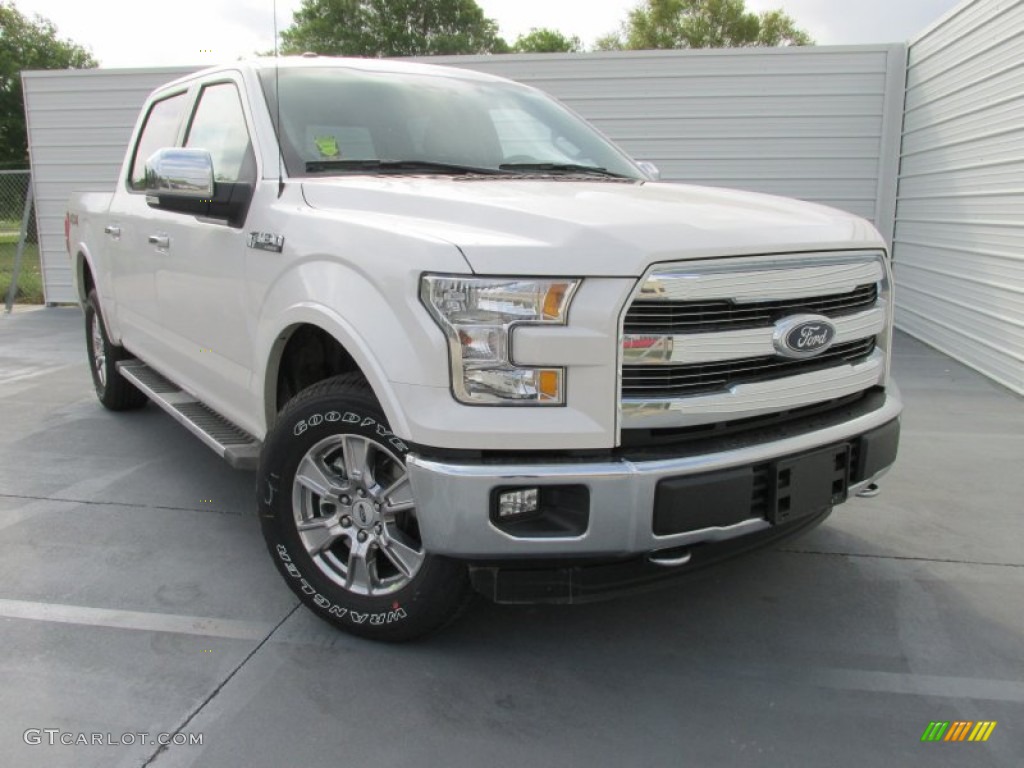 2015 F150 Lariat SuperCrew 4x4 - White Platinum Tricoat / Black photo #1