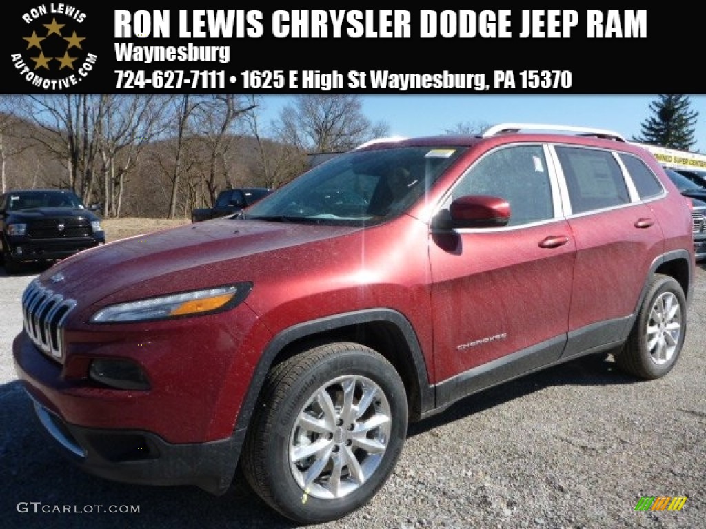 2015 Cherokee Limited 4x4 - Deep Cherry Red Crystal Pearl / Black/Light Frost Beige photo #1