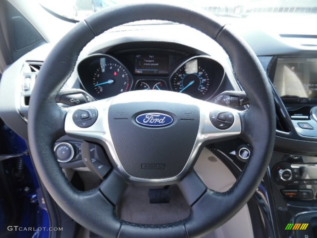 2015 Ford Escape Titanium 4WD Medium Light Stone Steering Wheel Photo #102748807