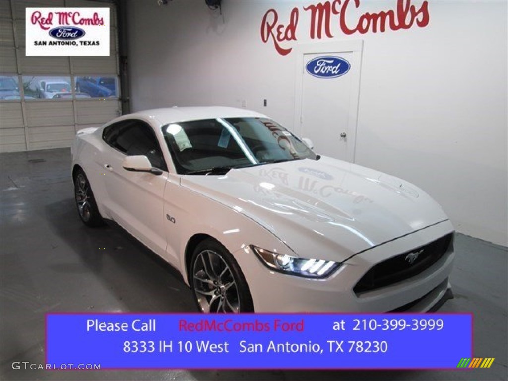 2015 Mustang GT Premium Coupe - Oxford White / Red Line photo #1