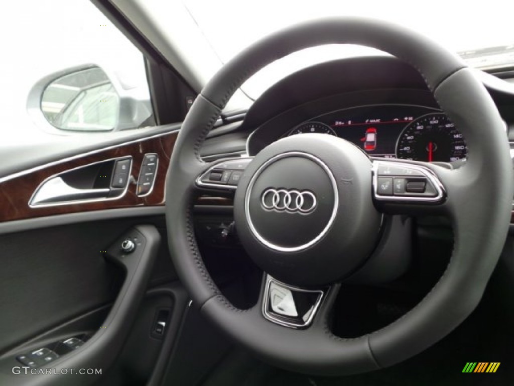 2016 Audi A6 3.0 TFSI Premium Plus quattro Black Steering Wheel Photo #102776924