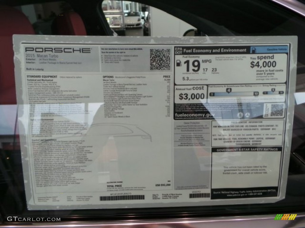 2015 Porsche Macan Turbo Window Sticker Photo #102779687