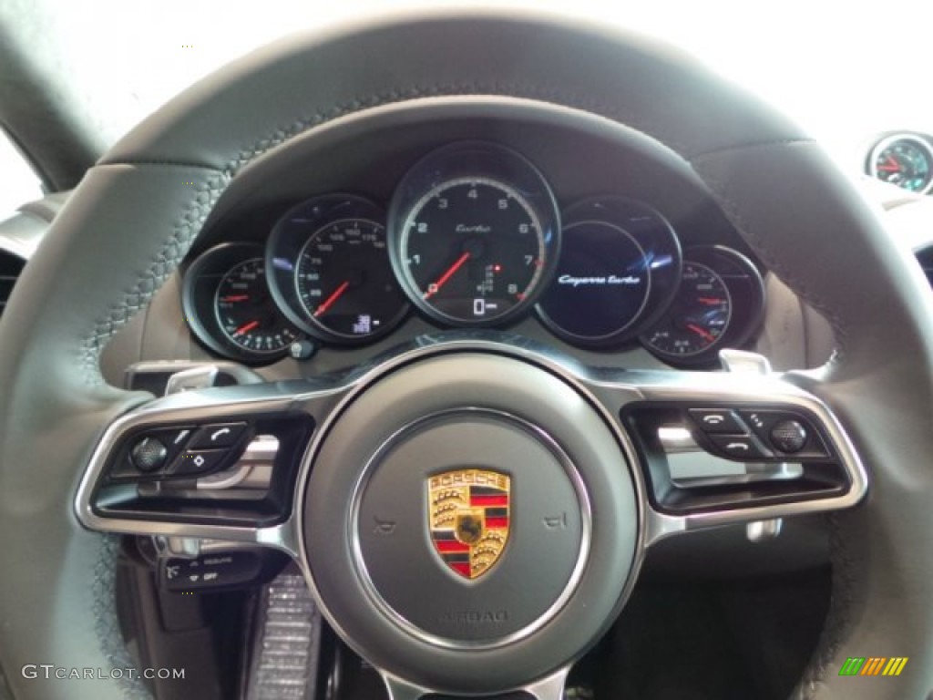 2015 Porsche Cayenne Turbo Agate Grey Steering Wheel Photo #102780203