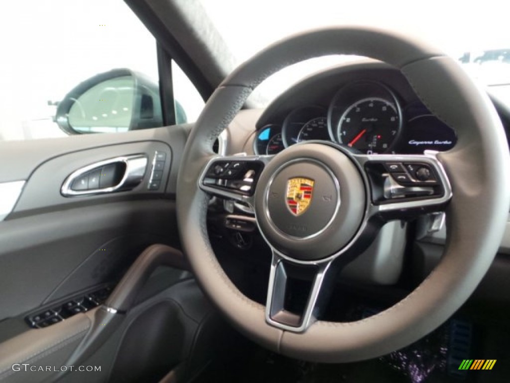 2015 Porsche Cayenne Turbo Agate Grey Steering Wheel Photo #102780292