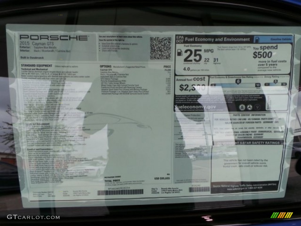 2015 Porsche Cayman GTS Window Sticker Photo #102787457