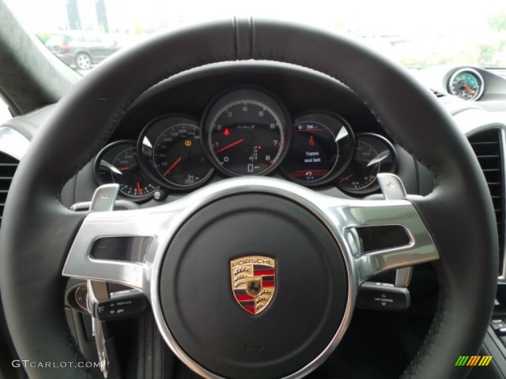 2014 Porsche Cayenne Turbo S Black Steering Wheel Photo #102789335