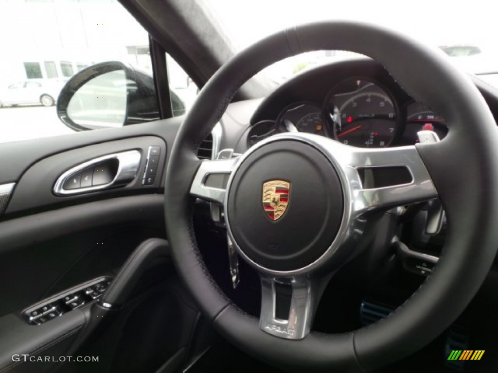 2014 Porsche Cayenne Turbo S Black Steering Wheel Photo #102789419
