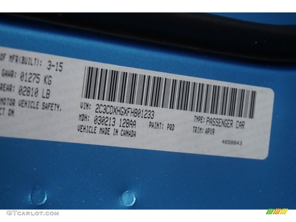 2015 Charger Color Code PQD for B5 Blue Photo #102790293