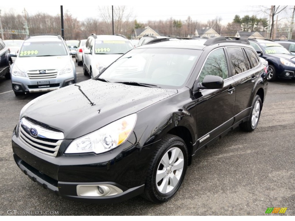 2011 Outback 2.5i Premium Wagon - Crystal Black Silica / Warm Ivory photo #3