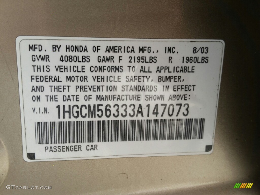 2003 Accord LX Sedan - Desert Mist Metallic / Ivory photo #12