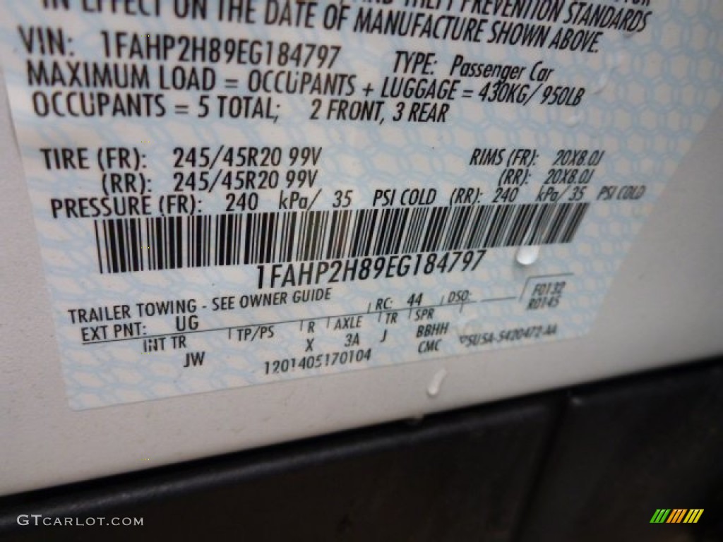 2014 Ford Taurus SEL AWD Color Code Photos