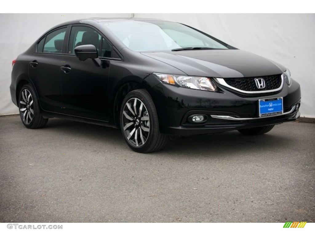 2015 Civic EX-L Sedan - Crystal Black Pearl / Black photo #1