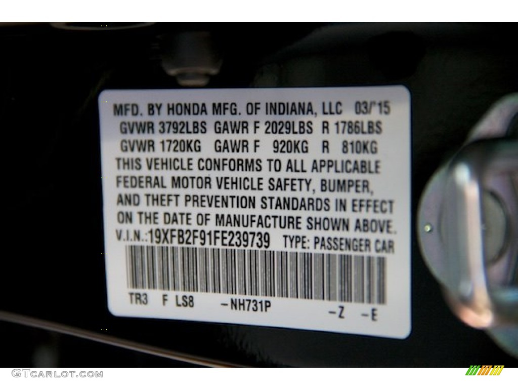 2015 Civic EX-L Sedan - Crystal Black Pearl / Black photo #25