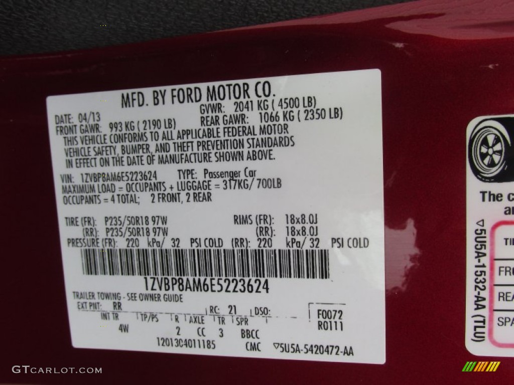 2014 Mustang V6 Premium Coupe - Ruby Red / Charcoal Black photo #41