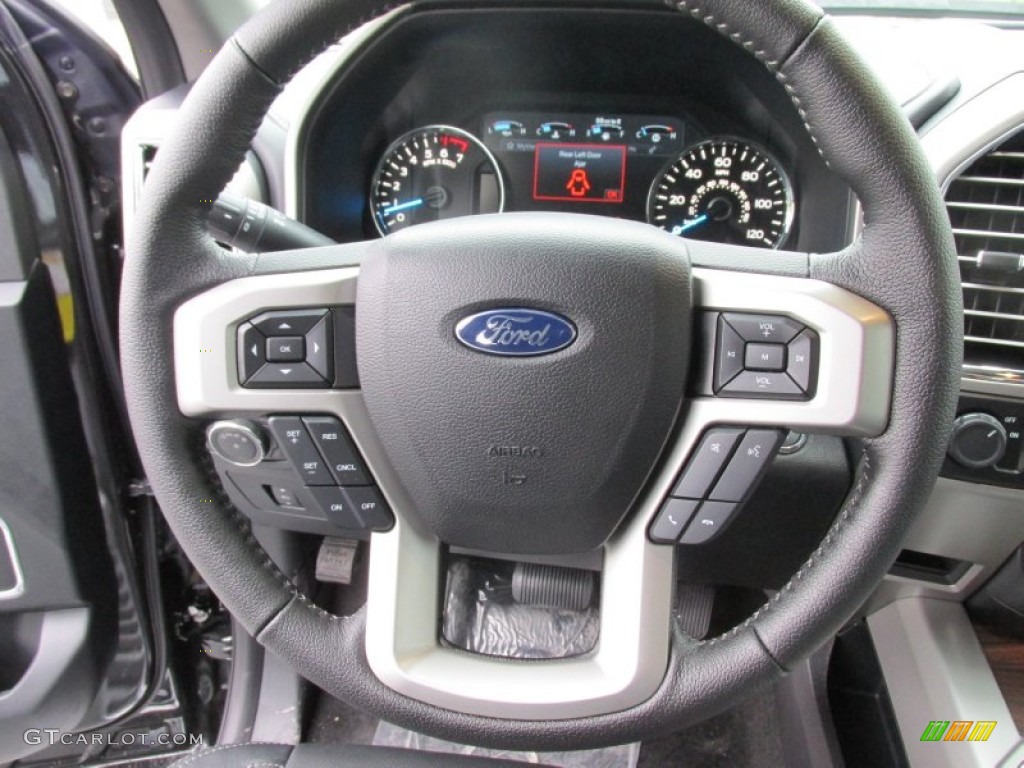 2015 Ford F150 Lariat SuperCrew Black Steering Wheel Photo #102827698