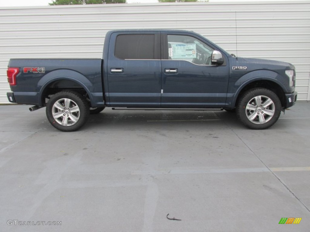 2015 F150 Platinum SuperCrew 4x4 - Blue Jeans Metallic / Platinum Brunello photo #3