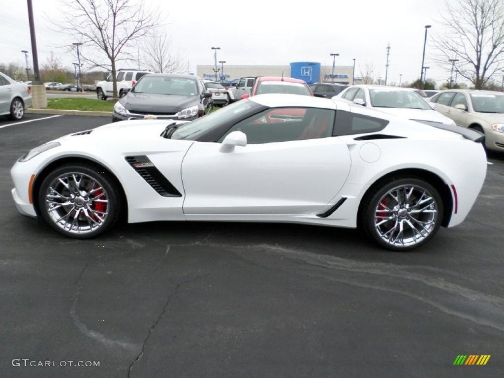 2015 Corvette Z06 Coupe - Arctic White / Adrenaline Red photo #2