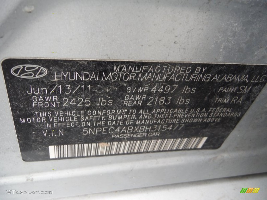 2011 Sonata SE 2.0T - Radiant Silver / Gray photo #19