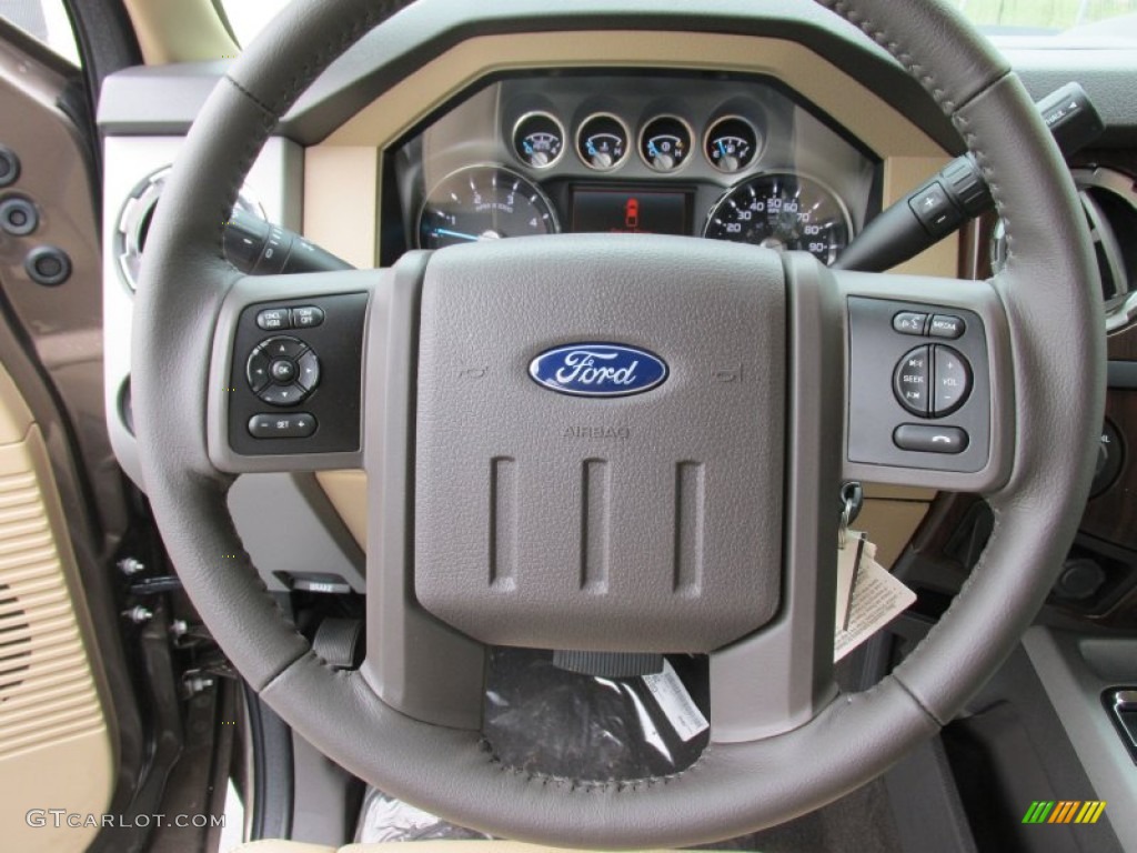 2015 Ford F350 Super Duty Lariat Crew Cab 4x4 Adobe Steering Wheel Photo #102833218