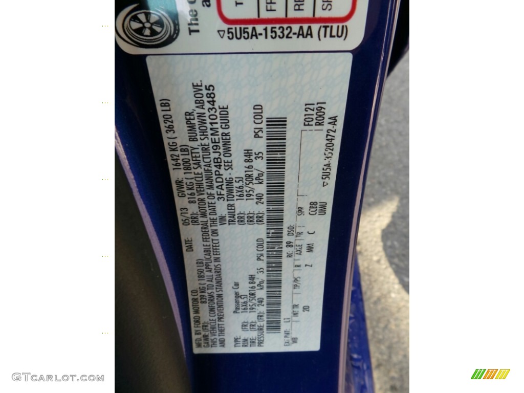2014 Fiesta SE Sedan - Performance Blue / Charcoal Black photo #24