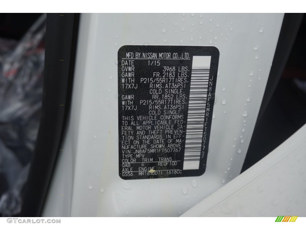 2015 Nissan Juke SV Color Code Photos