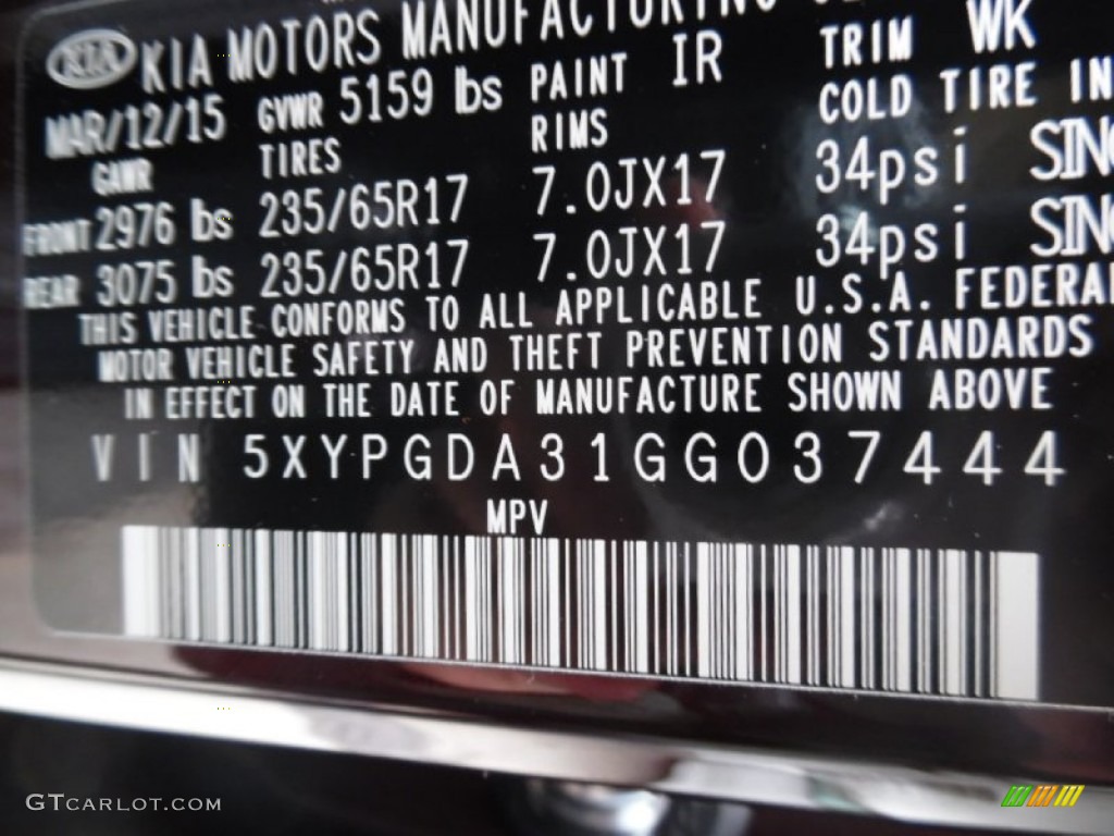 2016 Sorento Color Code IR for Dark Cherry Photo #102846903