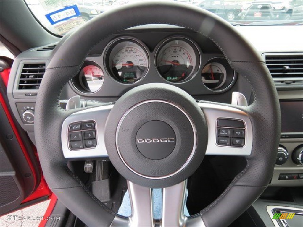 2014 Dodge Challenger SRT8 392 Dark Slate Gray Steering Wheel Photo #102847800