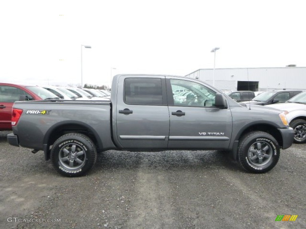 Gun Metallic 2015 Nissan Titan PRO-4X Crew Cab 4x4 Exterior Photo #102862560