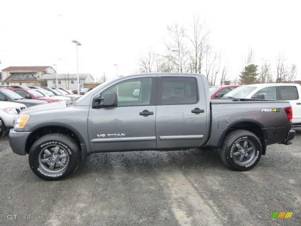 Gun Metallic 2015 Nissan Titan PRO-4X Crew Cab 4x4 Exterior Photo #102862668