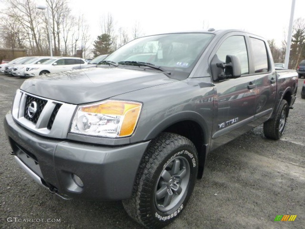 Gun Metallic 2015 Nissan Titan PRO-4X Crew Cab 4x4 Exterior Photo #102862728