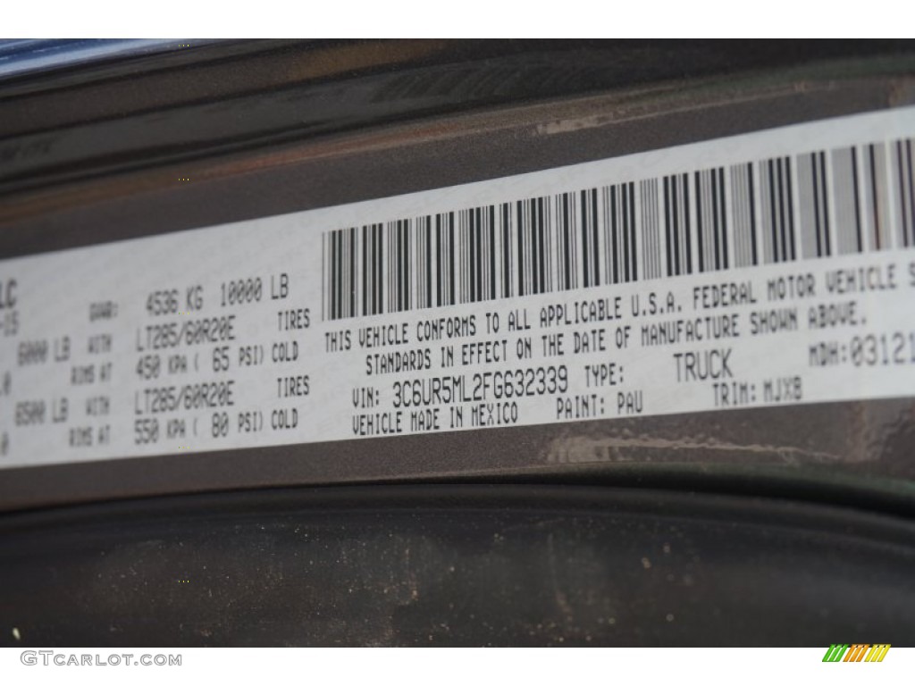 2015 Ram 2500 Big Horn Mega Cab 4x4 Color Code Photos
