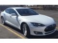 2015 Solid White Tesla Model S   photo #1