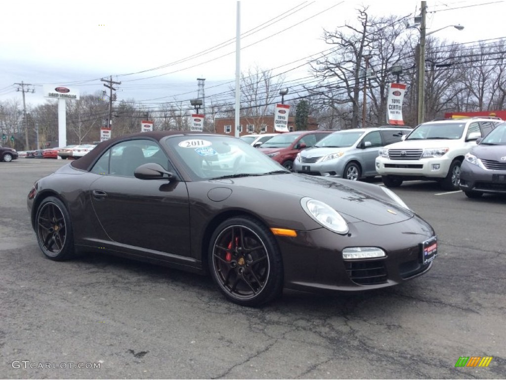 2011 911 Carrera 4S Cabriolet - Macadamia Metallic / Cocoa photo #4