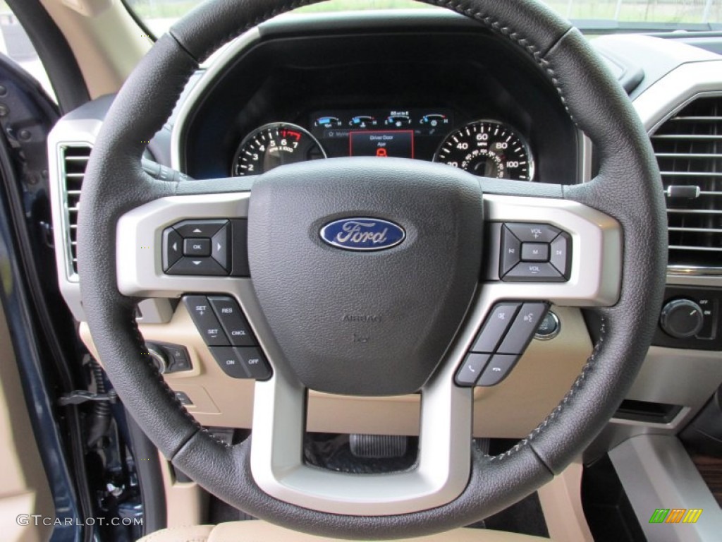 2015 Ford F150 XLT SuperCrew Medium Light Camel Steering Wheel Photo #102893833
