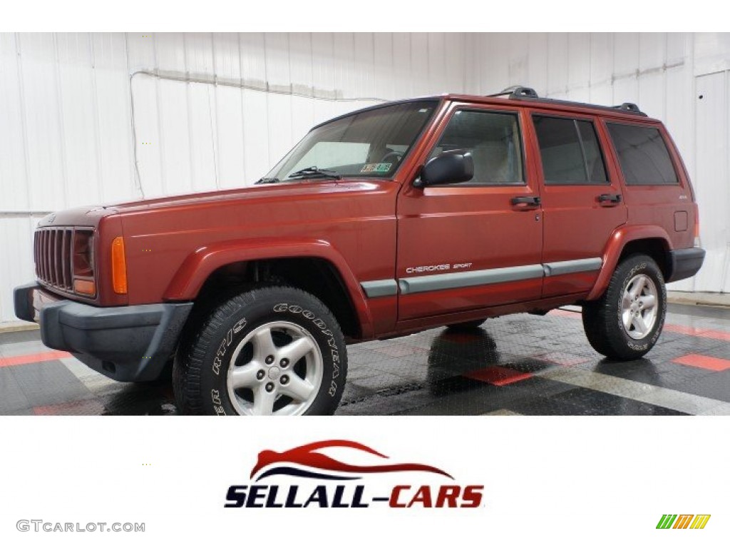 1999 Cherokee Sport 4x4 - Chili Pepper Red Pearl / Camel photo #1